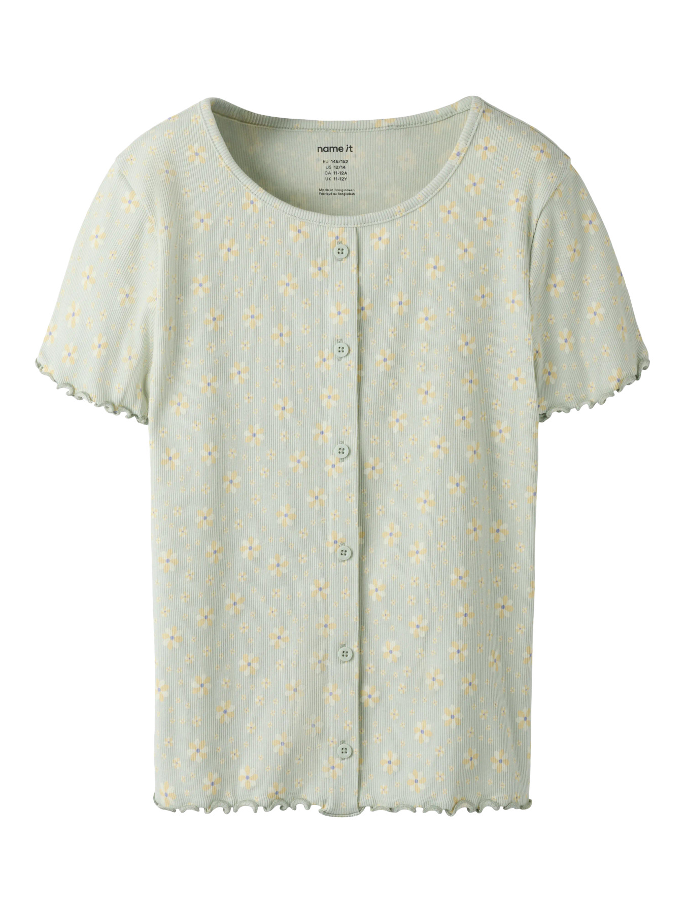 Name It T-shirt - Rib - NkfVemia - AOP - Pale Aqua/Flowers