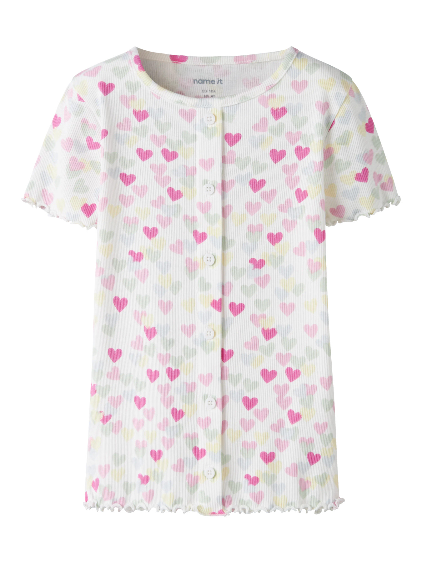 Name It T-shirt - Rib - NmfVemia - Cloud Dancer/Random Hearts