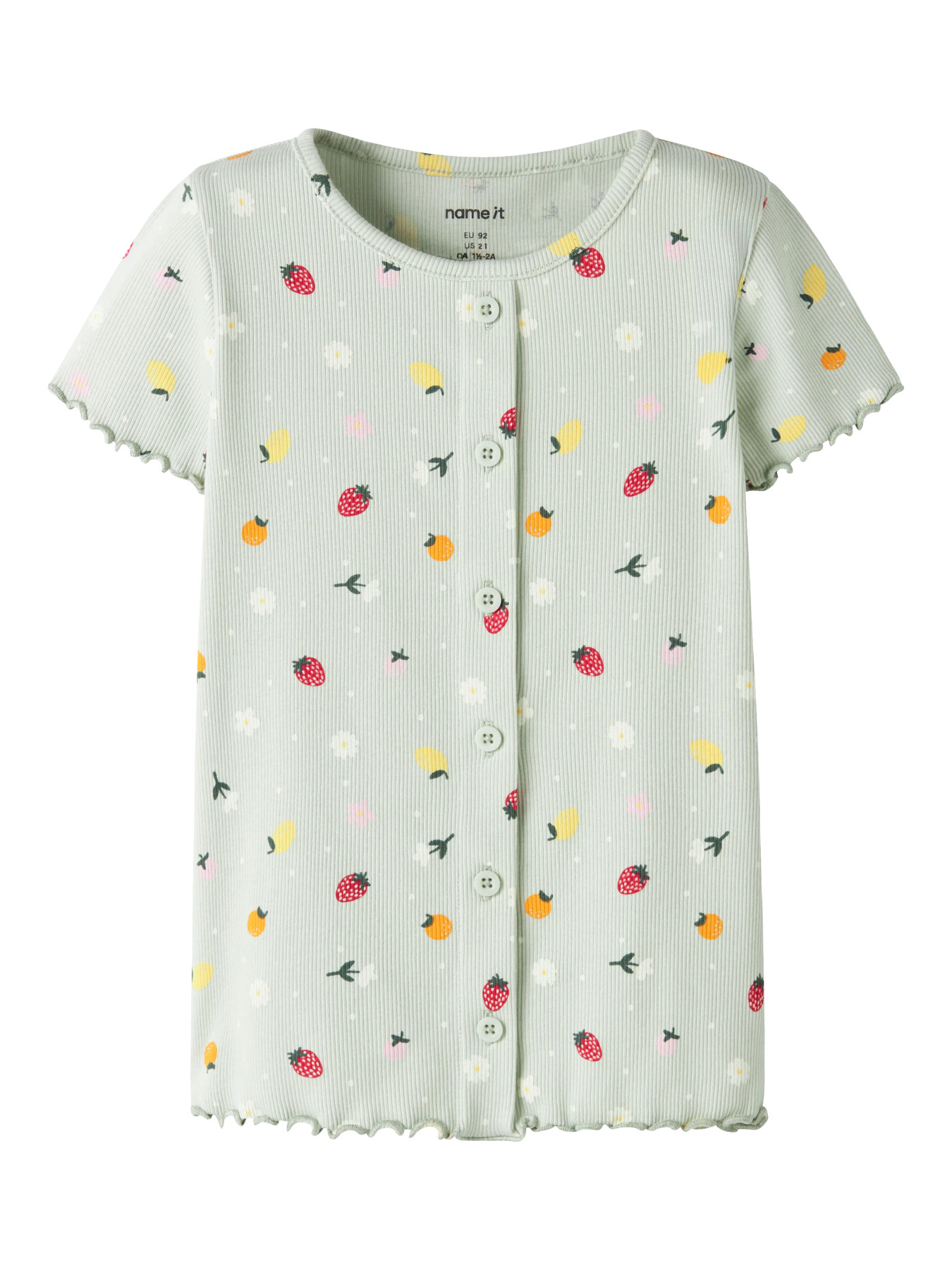 Name It T-shirt - Rib - NmfVemia - Pale Aqua/Fruit Flowers