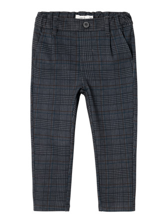 NAME IT Comfort Chino Bukser Silas Dark Grey Checks
