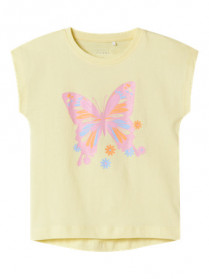 NAME IT Top Violet Pastel Yellow Butterfly