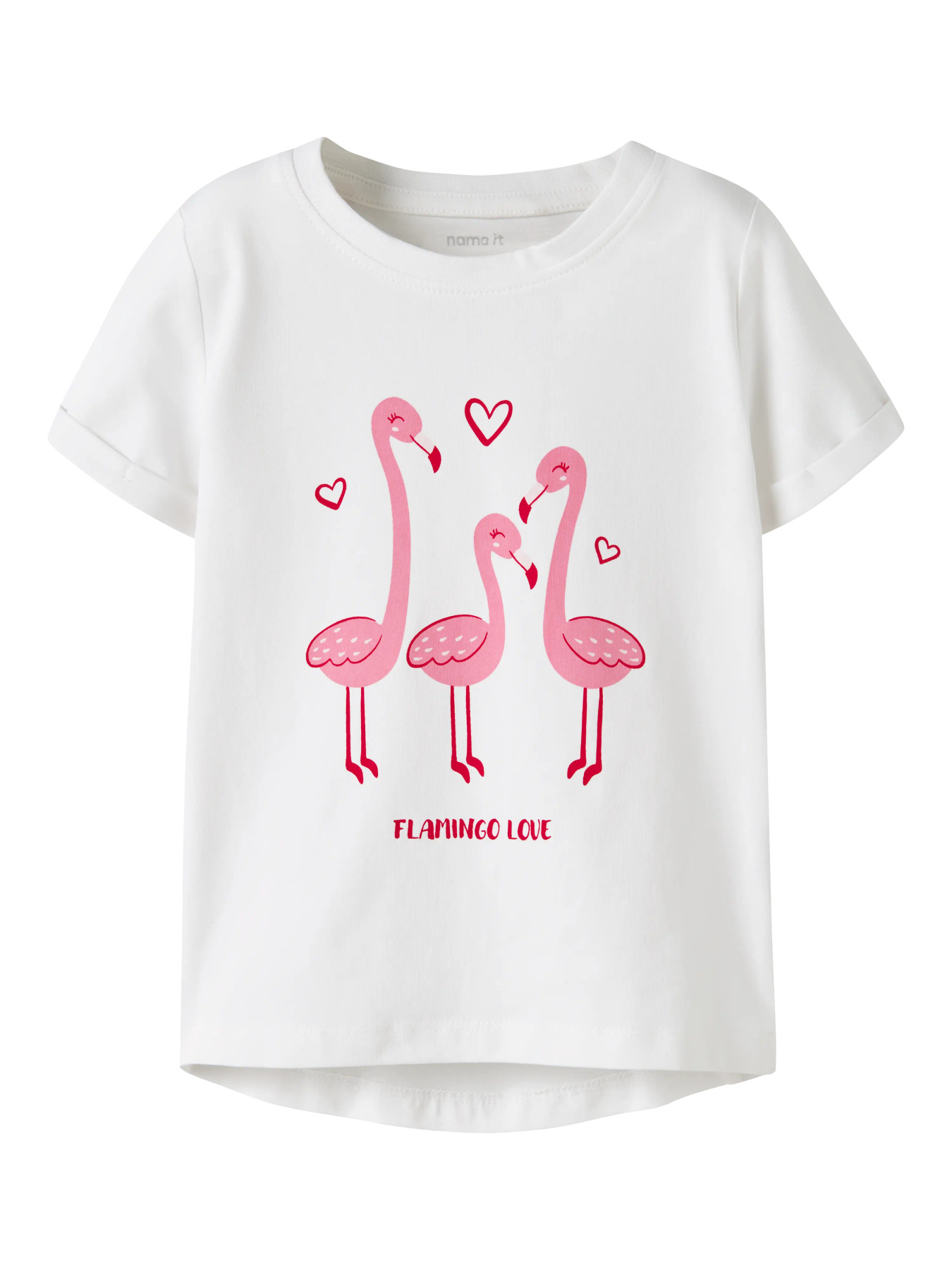 Name It Vix Bright White Flamingo Love - T-shirt - Hvid - 98