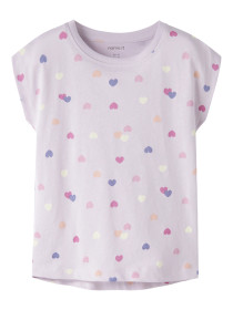 NAME IT T-shirt Vigga Lavender Fog Hearts