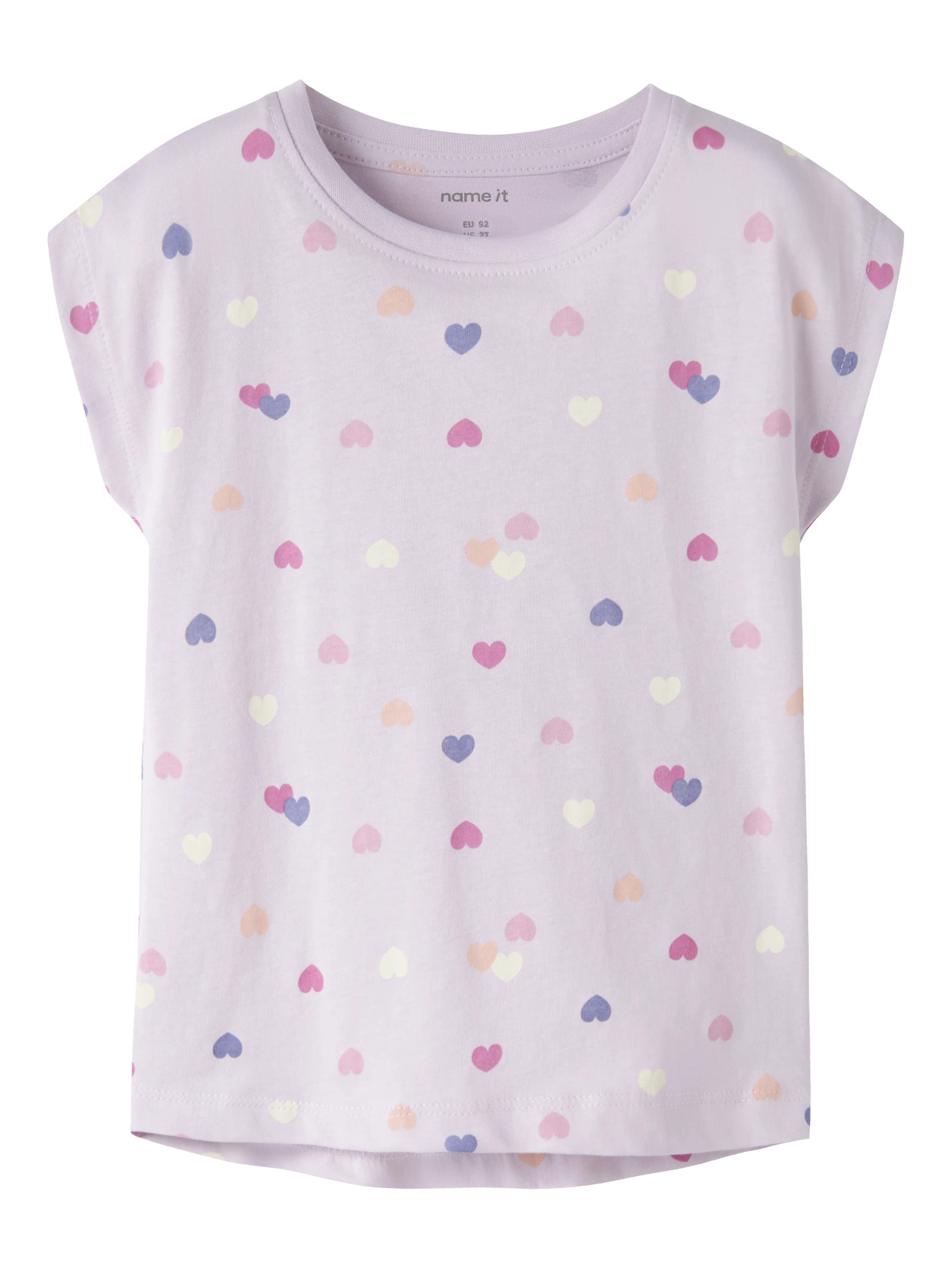 Name It T-shirt - NmfVigga - Lavender Fog/Colorful Hearts