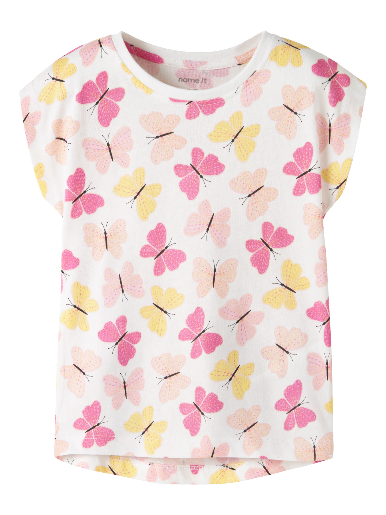 Name It T-shirt - NmfVigga - Bright White/Pink Butterfly