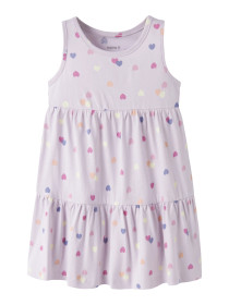 NAME IT Spencer Kjole Vigga Lavender Fog Hearts