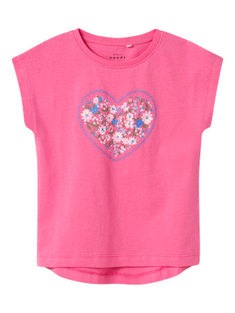NAME IT T-shirt Vigea Carmine Rose Heart