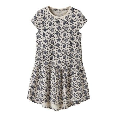Name It Vigga Summer Sand Paisley Flowers - Pige Kjole - Beige/Sort - 116