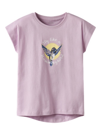 Name It T-shirt Winsome Orchid Med Kolibri-print - Str. 9-10y 134/140cm