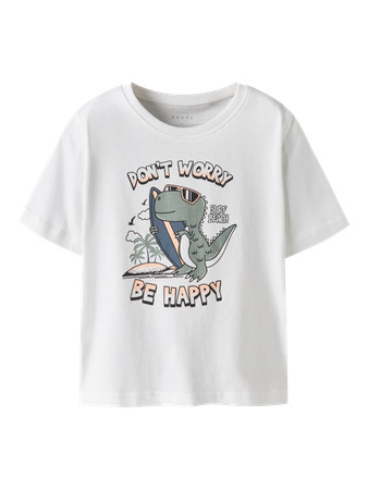 NAME IT T-shirt Vagno Bright White Be Happy