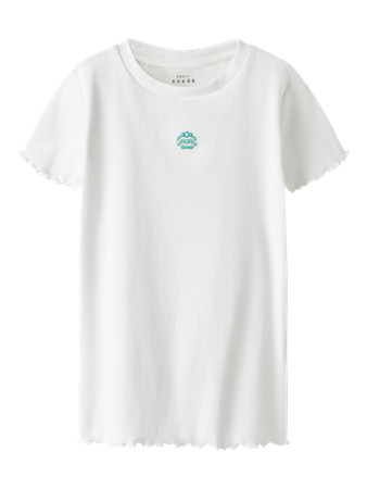 NAME IT Rib T-shirt Vivemma Bright White Shell billede