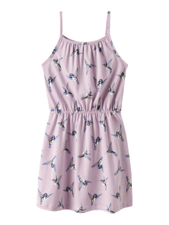 Name It Kjole Winsome Orchid Hummingbird Med Tynde Stropper - Str. 9y 134cm