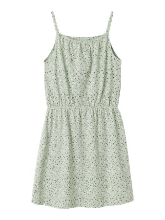 Name It Kjole Aqua Gray Floral Med Smalle Stropper - Str. 8y 128cm