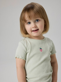 NAME IT T-shirt Vivemma Pale Aqua Strawberries Embroidery