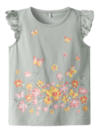 NAME IT Top Vayana Aqua Gray Yellow Flower