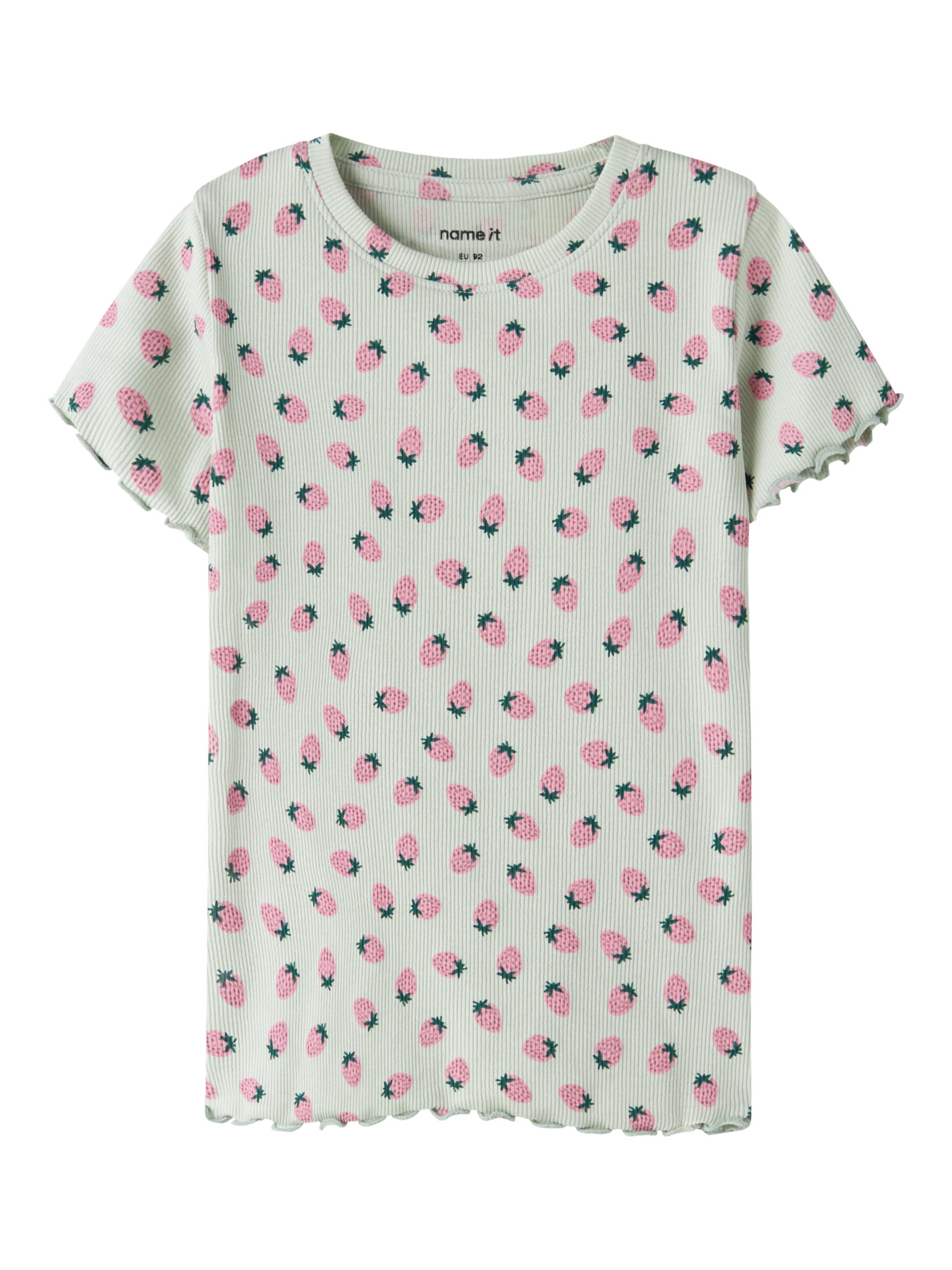 Name It T-shirt - Rib - NmfVemma - Pale Aqua/Strawberries