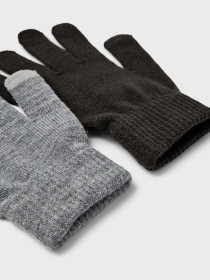 NAME IT 2 Pak Handsker Magic Black With Grey Melange