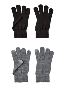 NAME IT 2 Pak Handsker Magic Black With Grey Melange