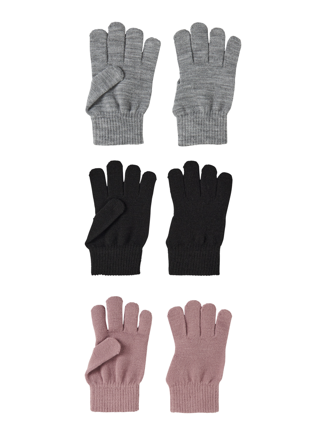NAME IT 6-Pak Handsker Magic Black Grey Woodrose
