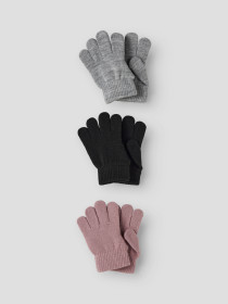 NAME IT 6-Pak Handsker Magic Black Grey Woodrose
