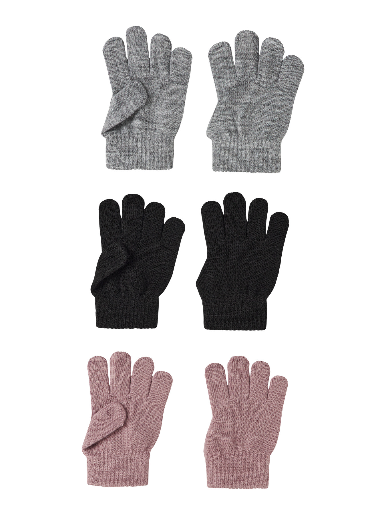 NAME IT 6-Pak Handsker Magic Black Grey Woodrose billede