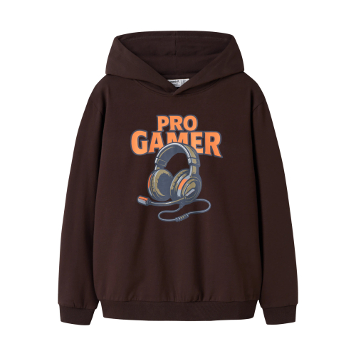 Name It Hættetrøje - NkmVugo - Chocolate Plum/Pro Gamer