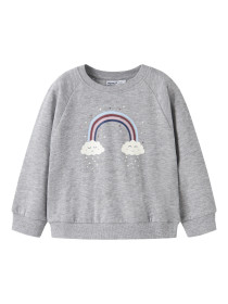 NAME IT Sweatshirt Venus Grey Melange Rainbow Clouds