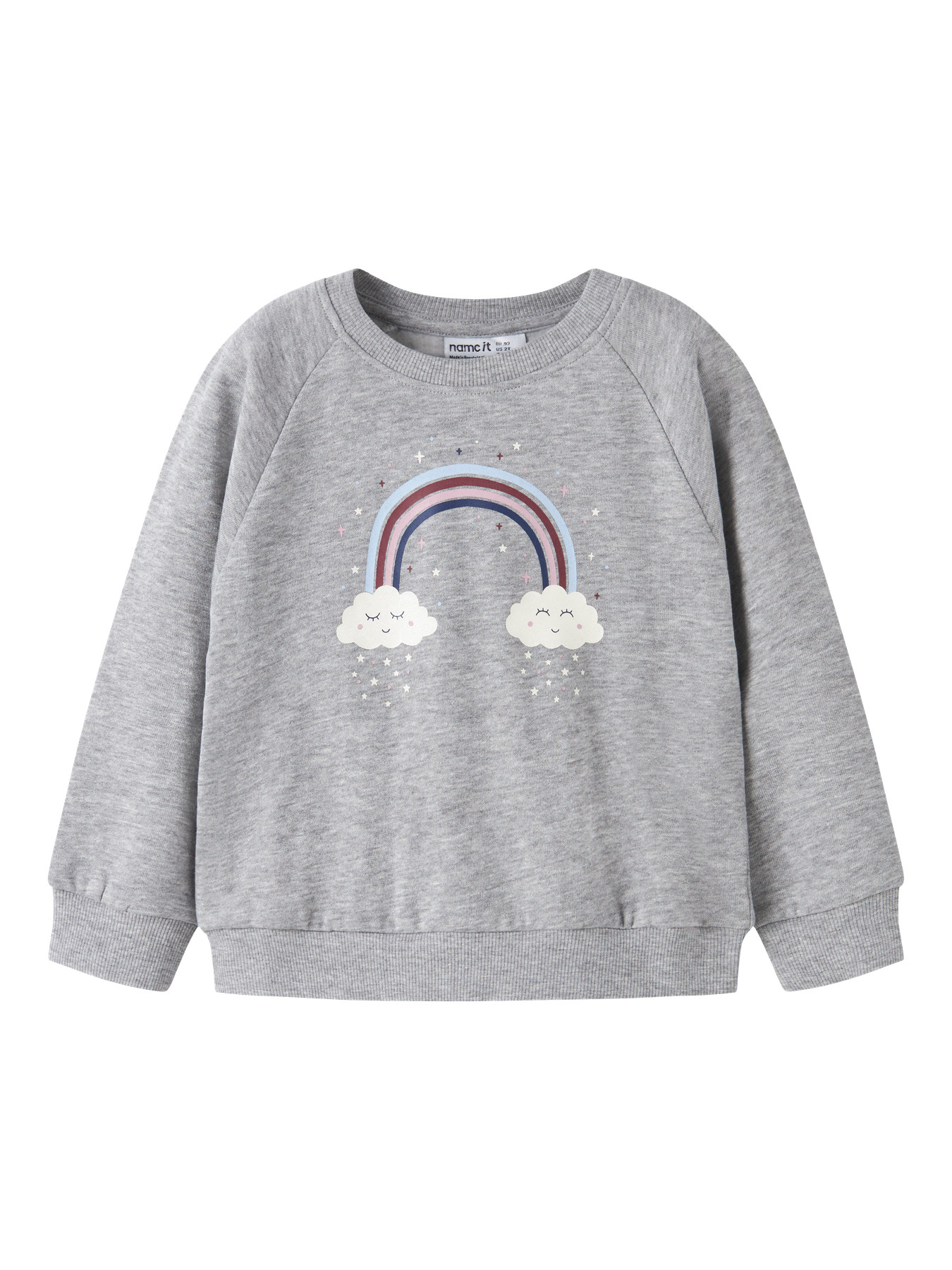NAME IT Sweatshirt Venus Grey Melange Rainbow Clouds
