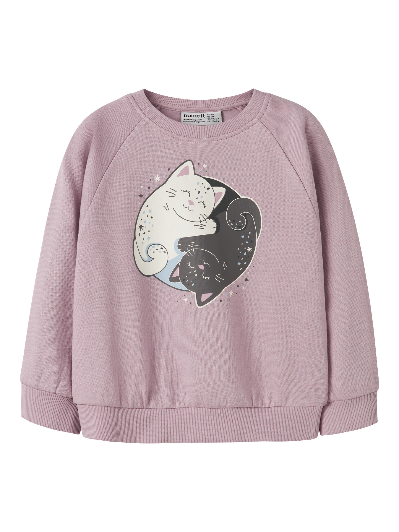 NAME IT Sweatshirt Venus Keepsake Lilac Yin Yang Cat