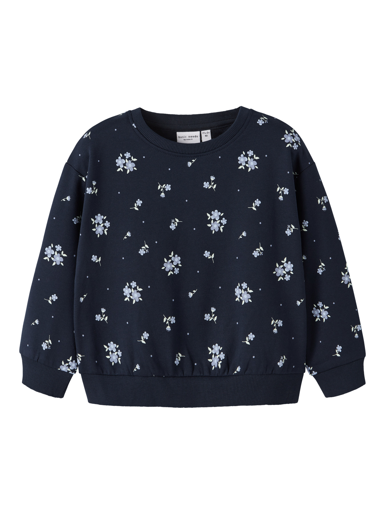 Name It Mini Sweatshirt Navy Blazer Med Blomsterprint - Str. 6y 116cm