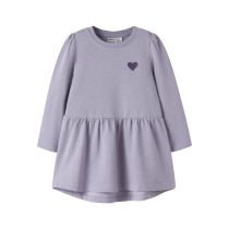 NAME IT Sweat Kjole Vima Heirloom Lilac Heart Embroidery
