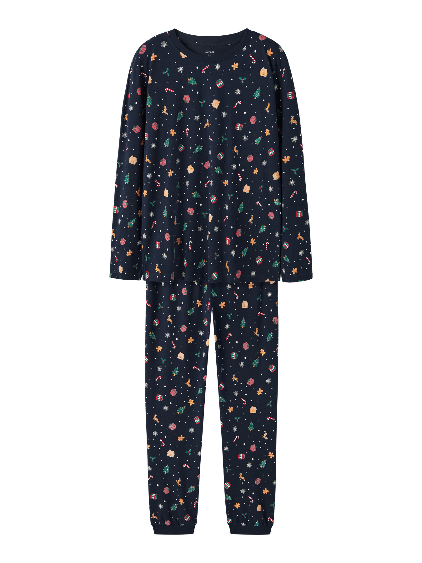 Name It Pyjamas Navy Blazer Med Juleprint (Voksen) - Str. S