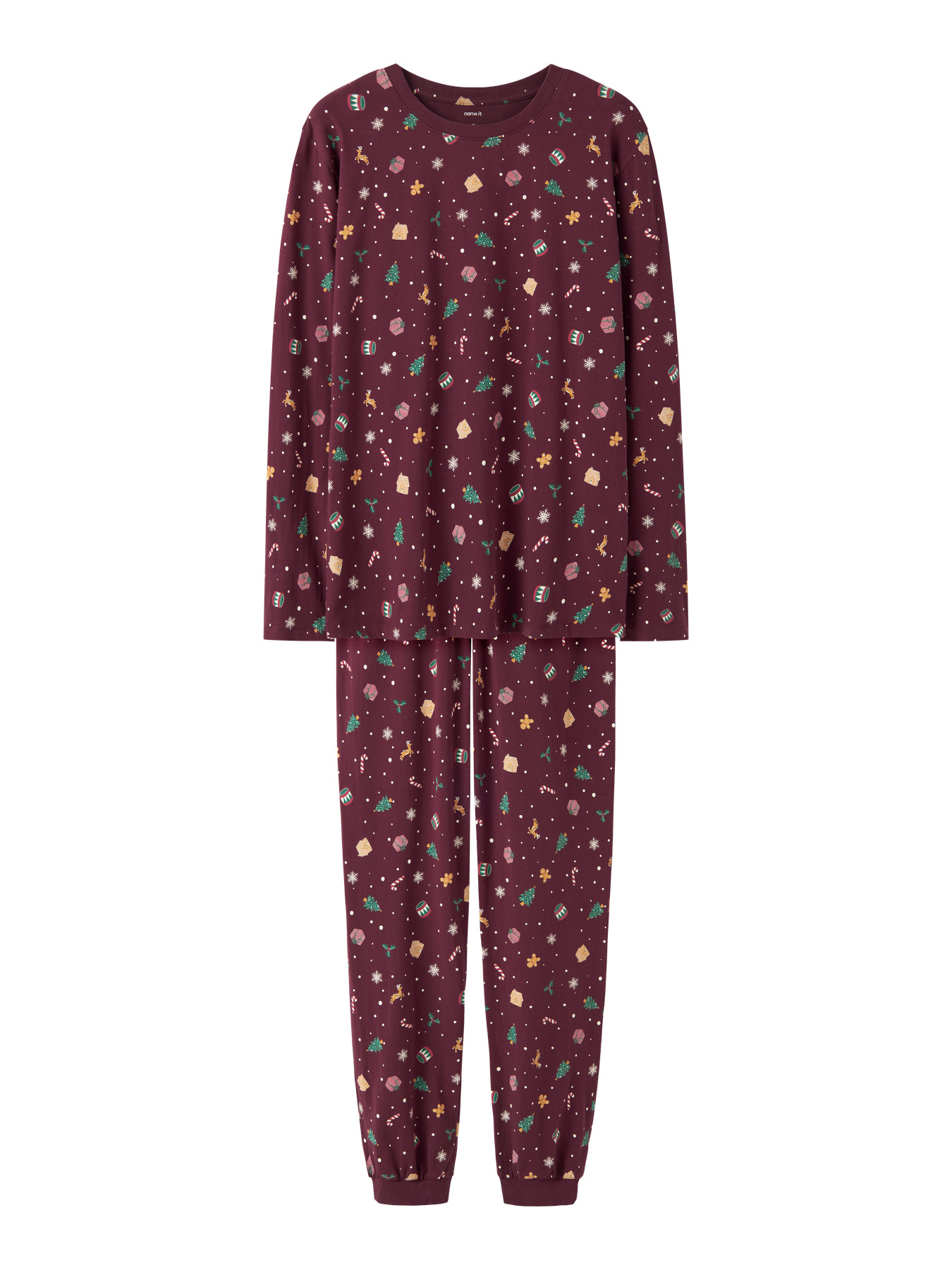 NAME IT Jule Natsæt Voksen Vismas Burgundy