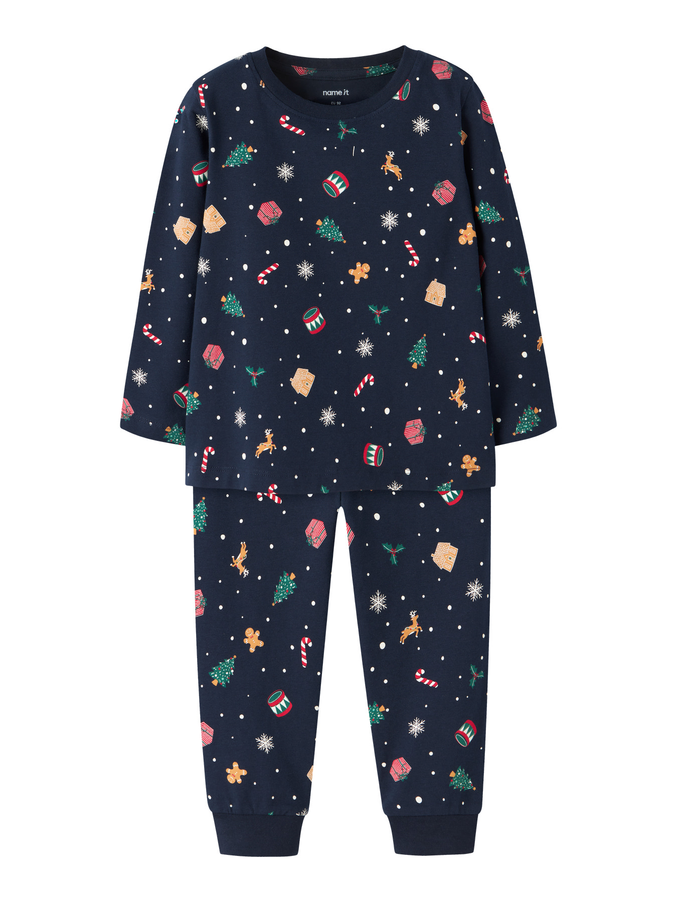 Name It Pyjamas Navy Blazer Med Juleprint - Str. 3y 98cm