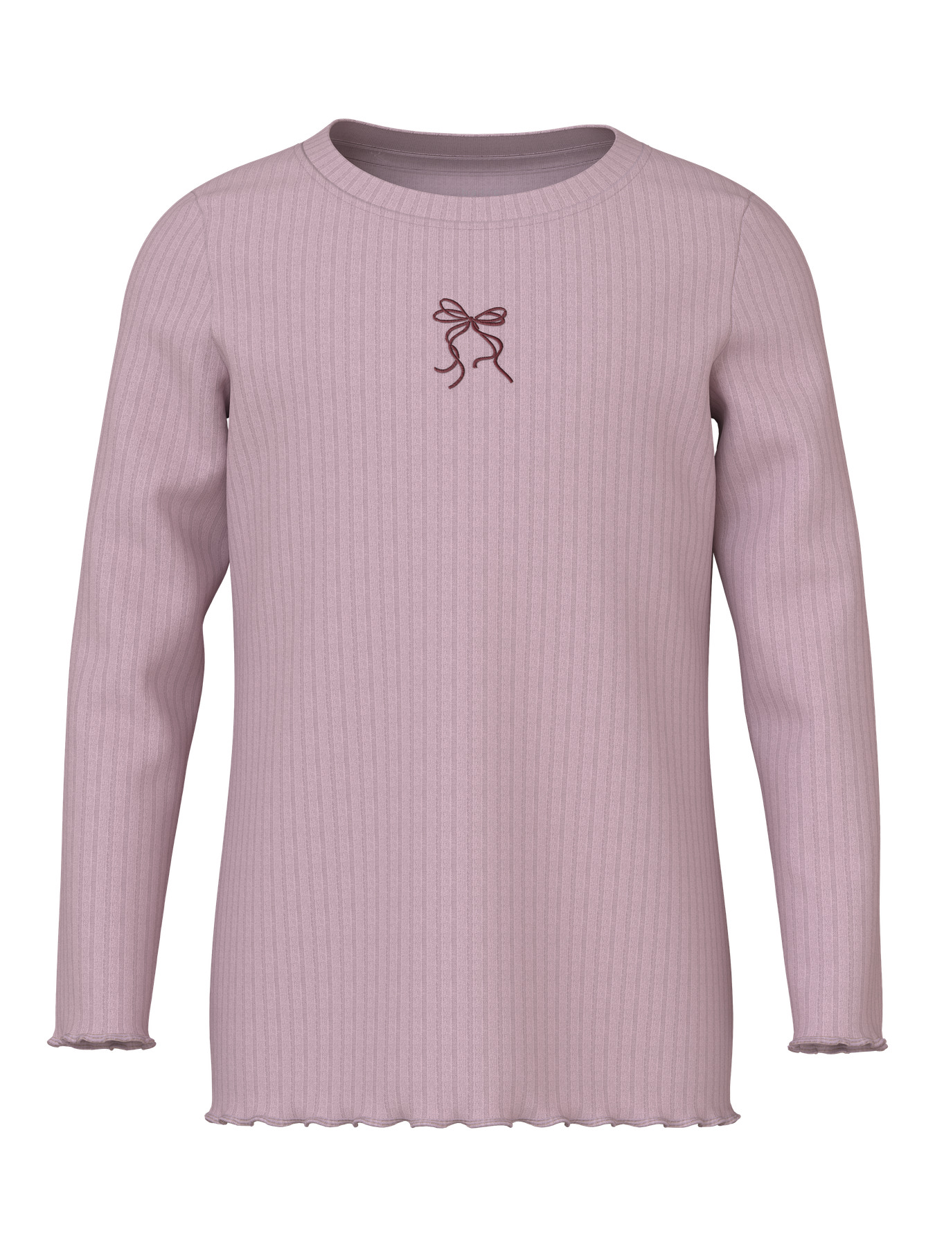 NAME IT Langærmet Bluse Vemma Keepsake Lilac Bow Embroidery Glitter