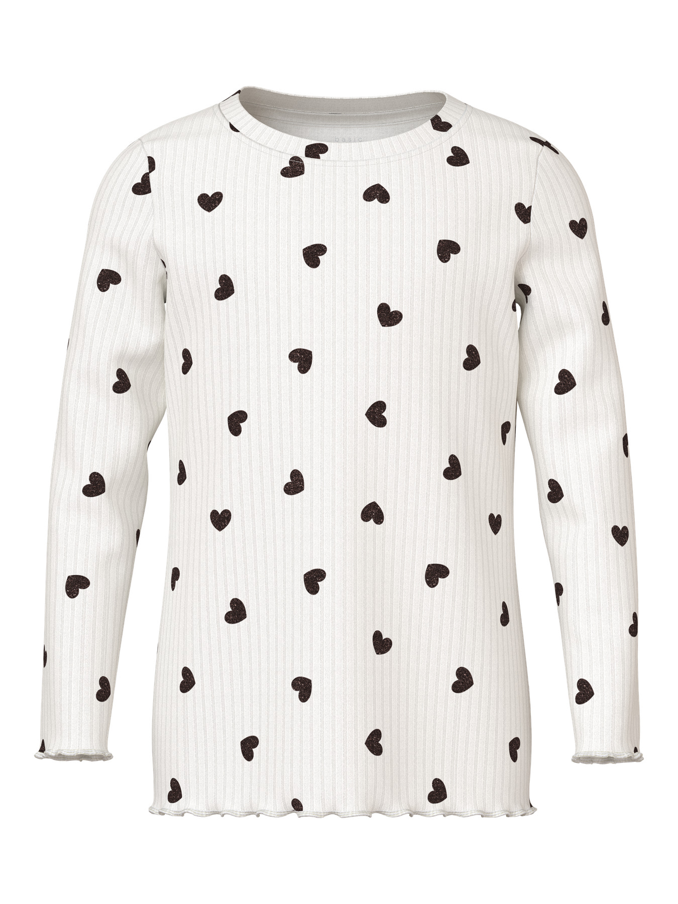 NAME IT Langærmet Bluse Vemma Cloud Dancer Tiny Heart Glitter