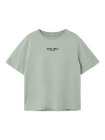 NAME IT Basis T-shirt Brody Jadeite Black Print