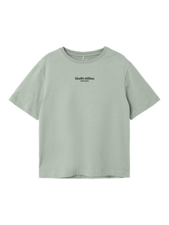 NAME IT Basis T-shirt Brody Jadeite Black Print