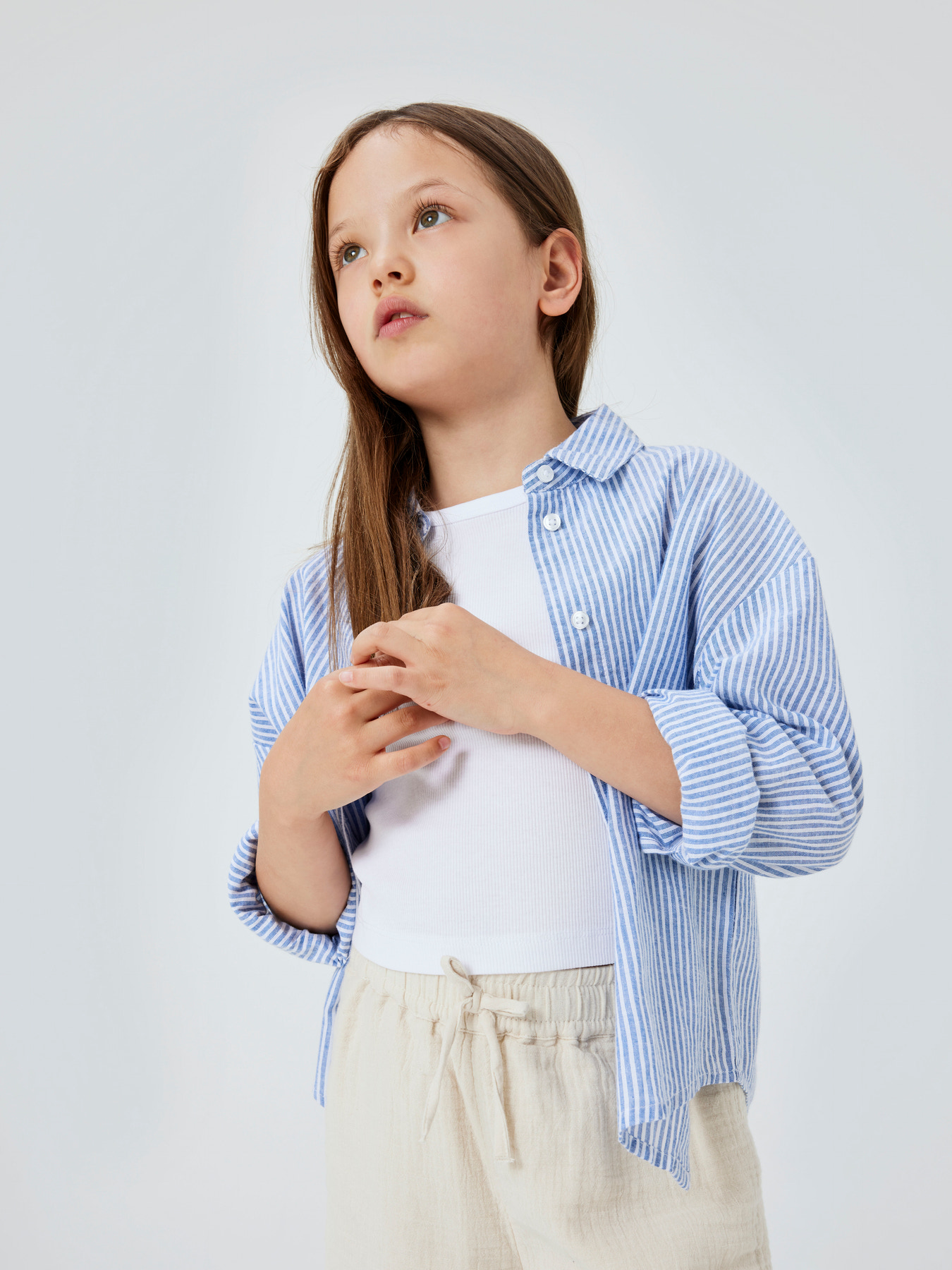 NAME IT Kort Rib Top Nakal Bright White billede