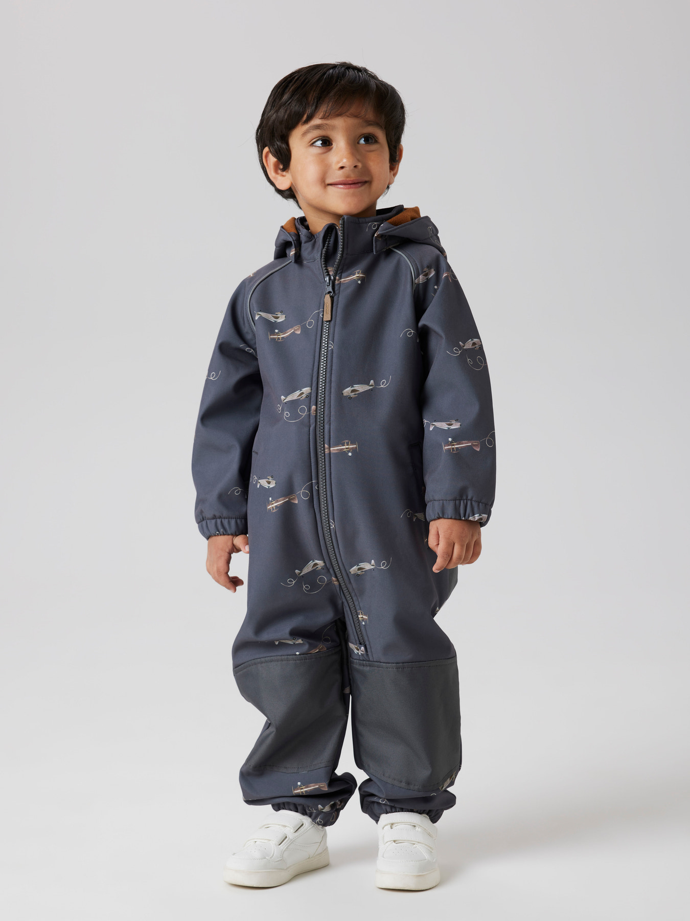 NAME IT Softshell Suit Alfa08  Grey Pinstripe Airplane