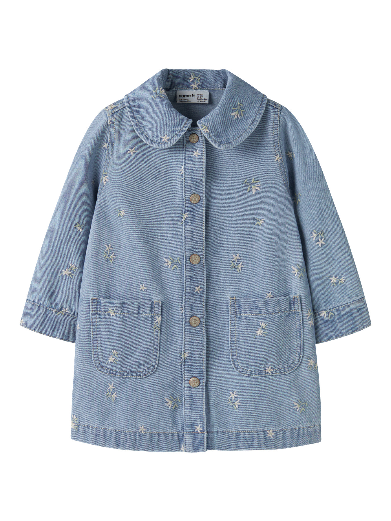 NAME IT Denim Kjole Piper Light Blue Denim Flower