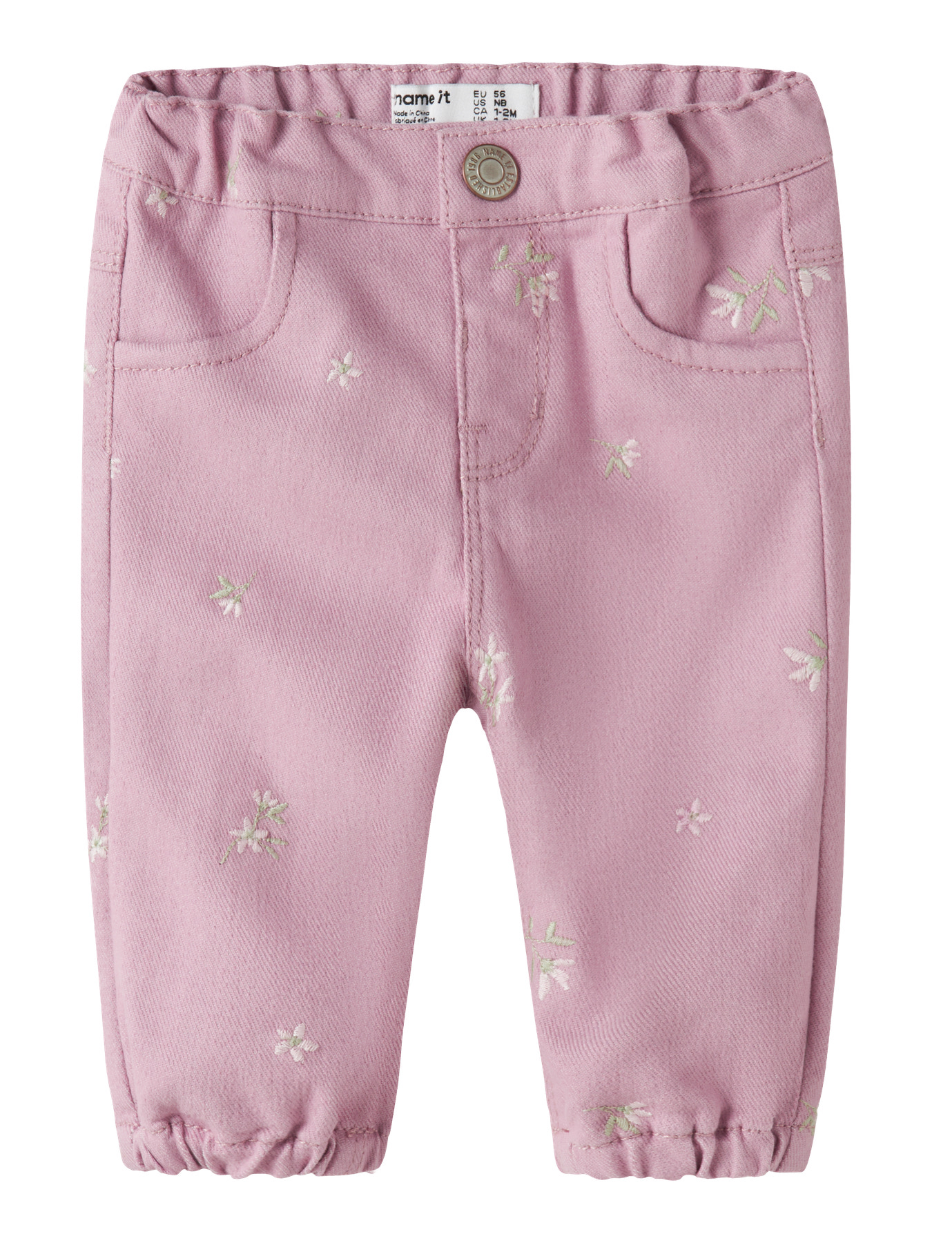 NAME IT Twill Bukser Rose Loose Dawn Pink Flower