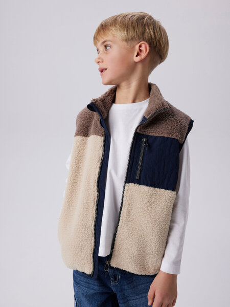 Name It Fog Colorblocking Teddyvest - Str. 12y 152cm