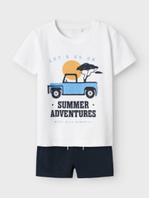 NAME IT Shorts & T-shirt Sæt Jaspen Lucent White