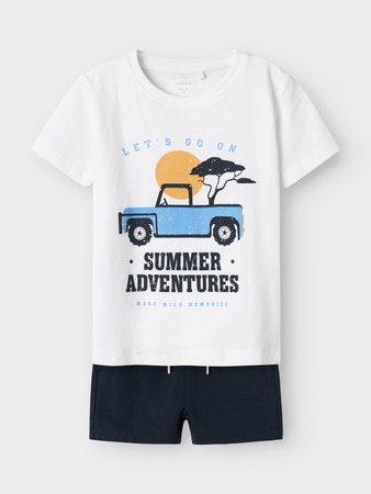 NAME IT Shorts & T-shirt Sæt Jaspen Lucent White