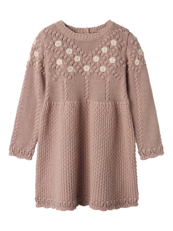 Lil' Atelier Strikkjole Etherea Med Blomsterbroderi - Str. 4y 104cm