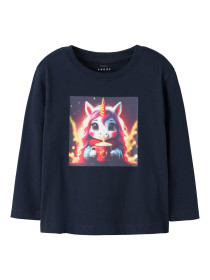 NAME IT Langærmet Bluse Votea Navy Blazer Hot Cocoa Unicorn
