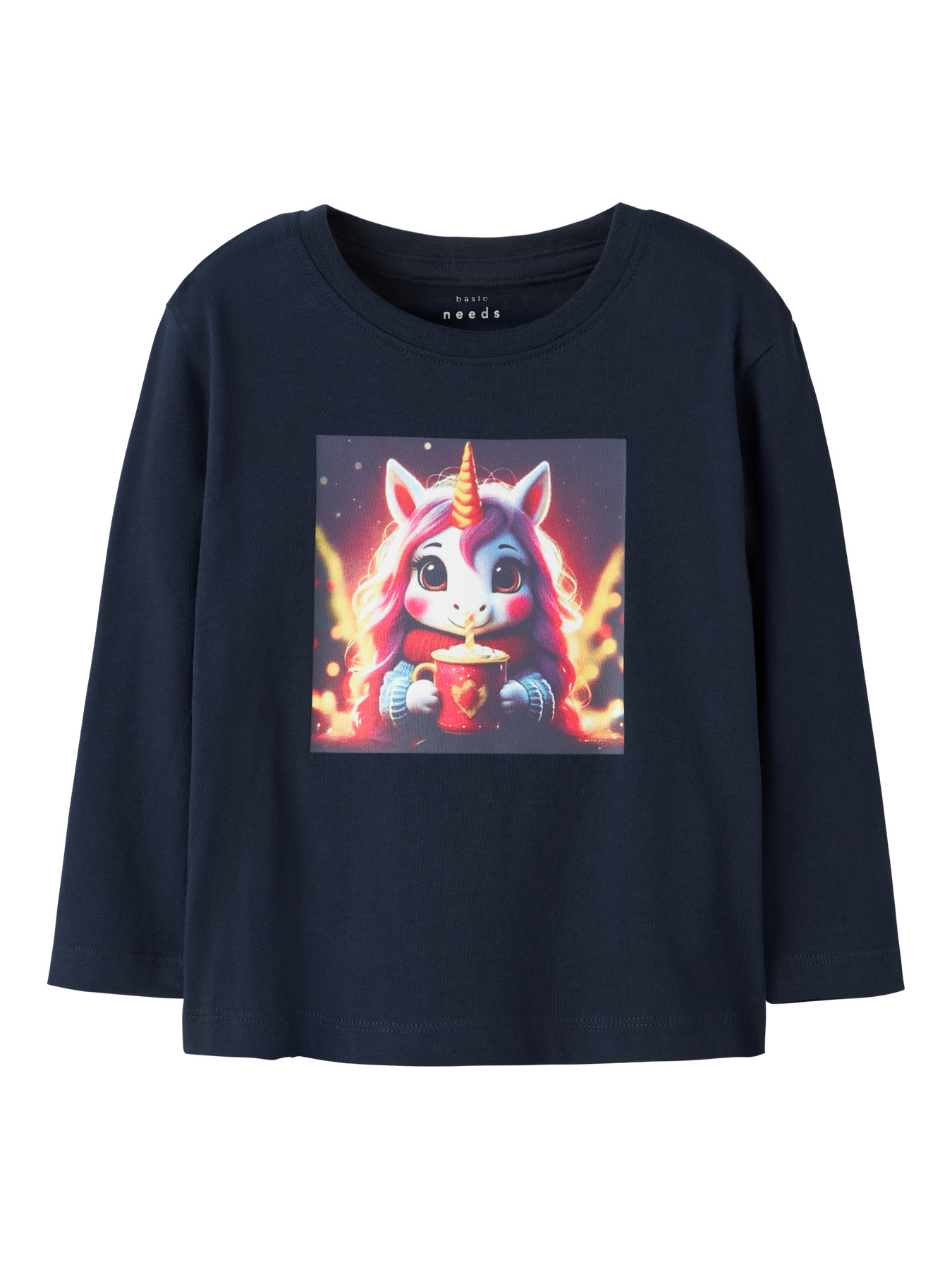 NAME IT Langærmet Bluse Votea Navy Blazer Hot Cocoa Unicorn