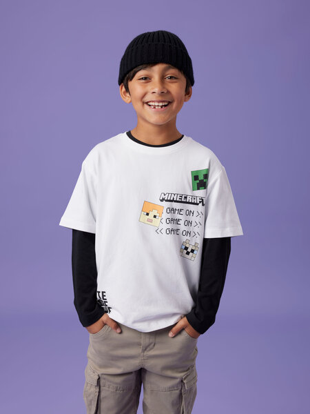 Name It Bright White Minecraft T-shirt - Str. 6y 116cm
