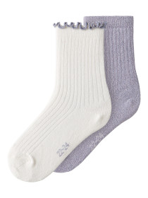 NAME IT 2-Pak Glimmer Strømper Tutti Lavender Gray Cloud Dancer